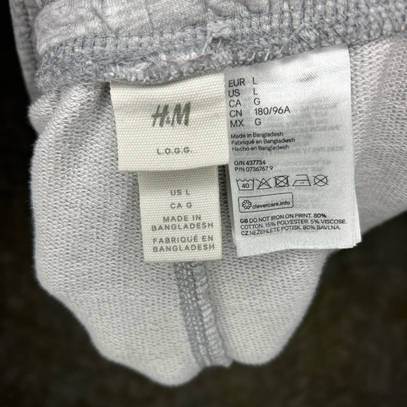H&M men’s NASA sweat-shorts size Large light gray 9” inseam - Picture 3 of 5